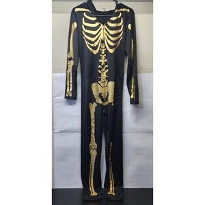 Spooktacular Gold Skeleton, Black Suit. Large. Costume, cosplay, Halloween.